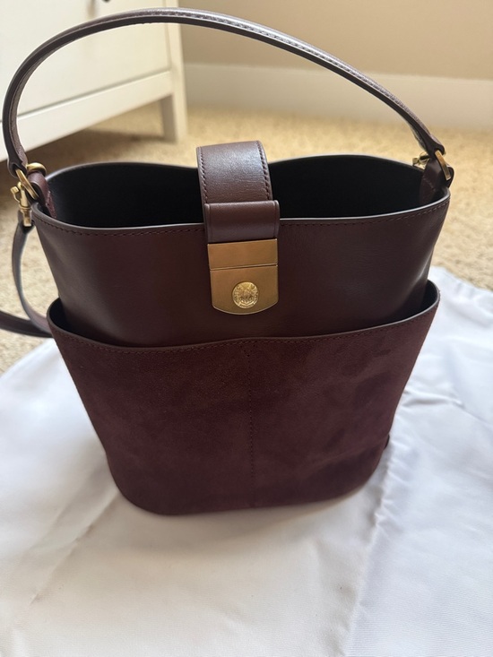 Veronica Beard Handbags - Leather & Suede Bucket Bag in Dark Brown - Classic Women's Handbag